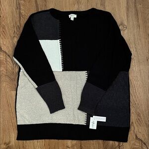Style & Co Colorblock Patch Sweater